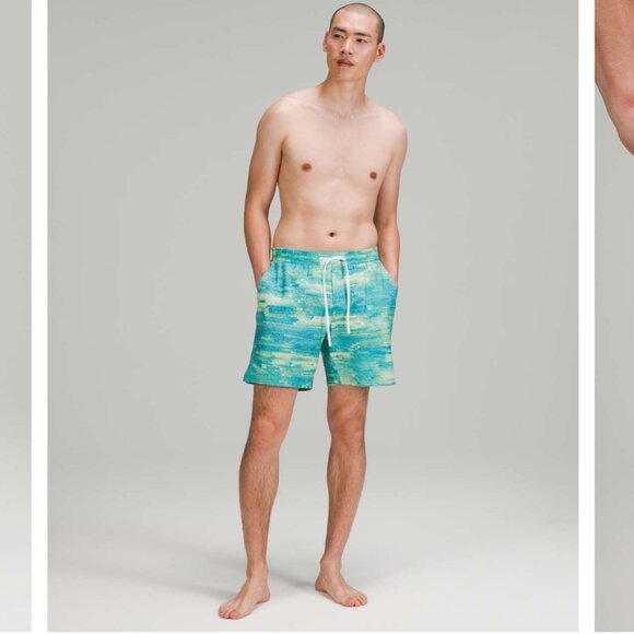 Lululemon Channel Cross Swim Short *7" Pixel Shift Hawaiian Men's L Liner Cut - Picture 3 of 15